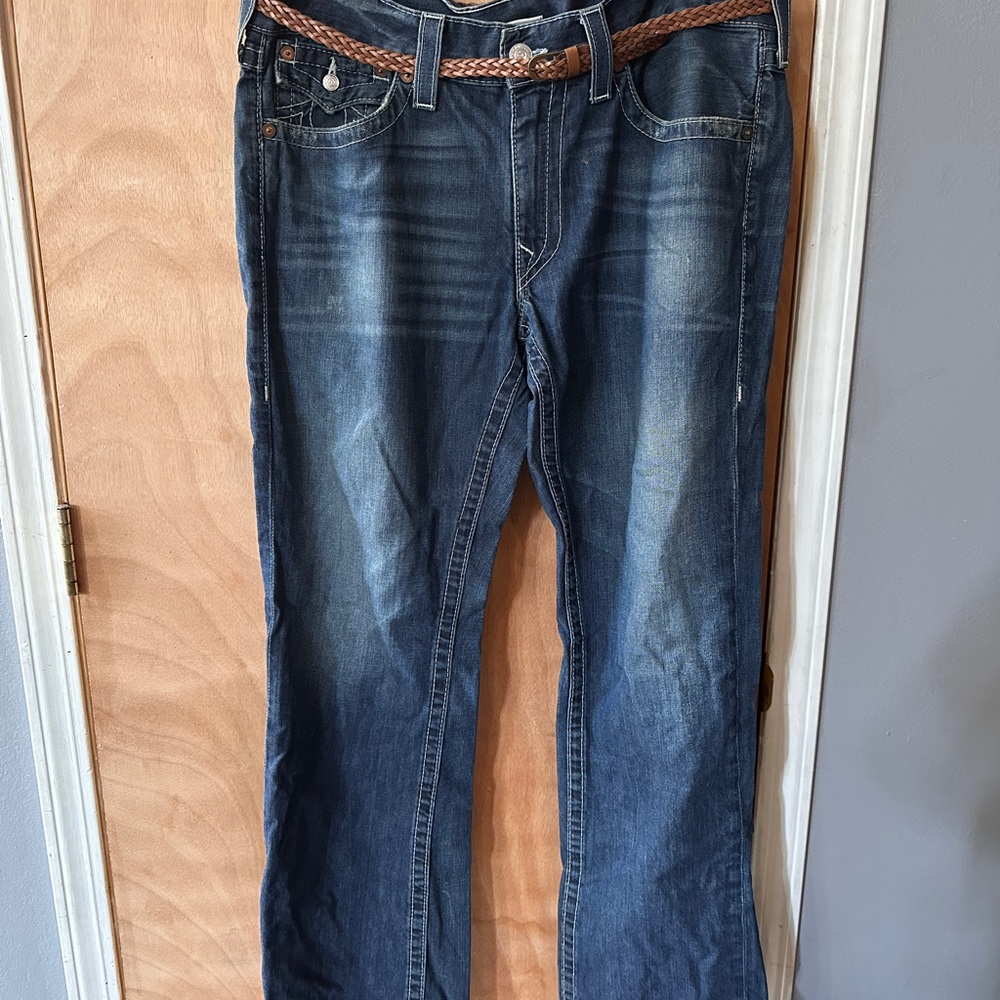 True Religion Blue Jeans with Brown Belt "Ricky"